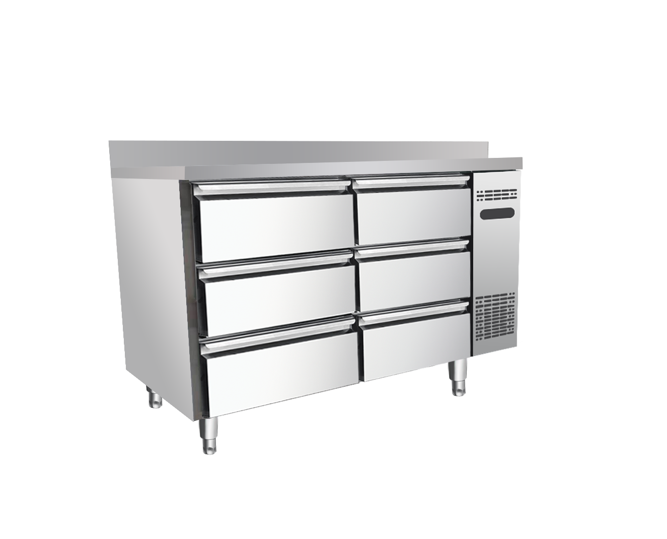 1.4m 1.6m 6 drawers counter chiller with backsplash 6 Drawers Counter Chiller With Backsplash - Image 1